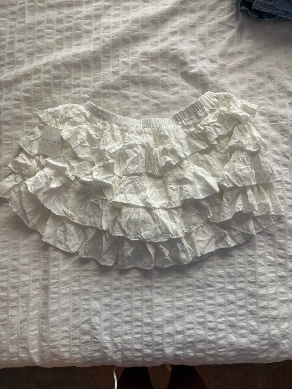 Altar'd State White Tiered Ruffle Mini Skirt - Picture 2 of 3